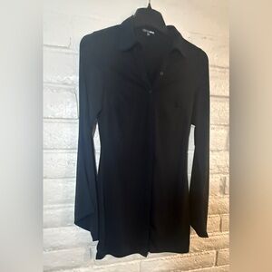 Fashion Nova Black Bell Sleeve Button Down Blouse Size M